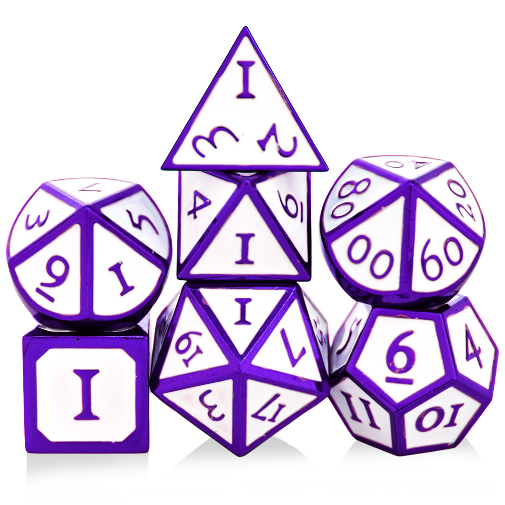 Roman Character Electrophoresis Purple White Metal Dice