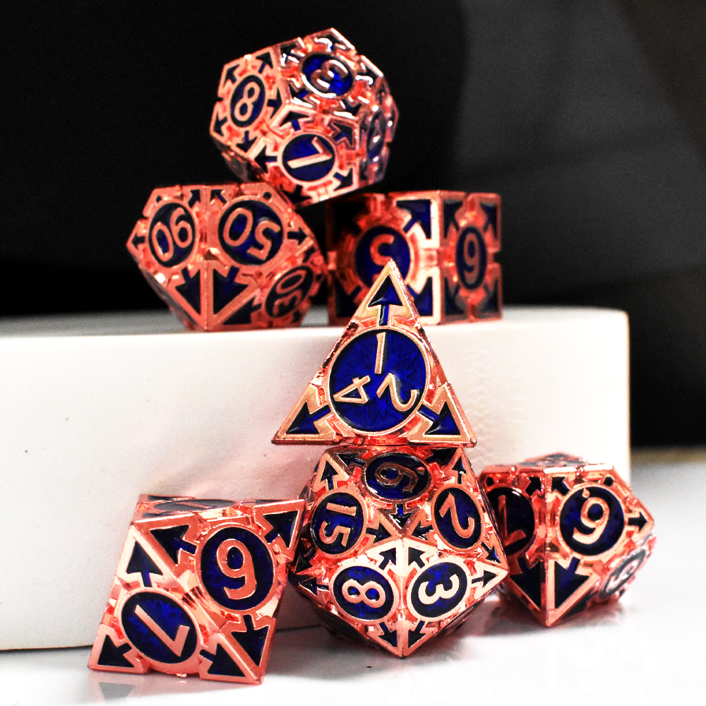 Rose gold with sapphire blue around the numbers