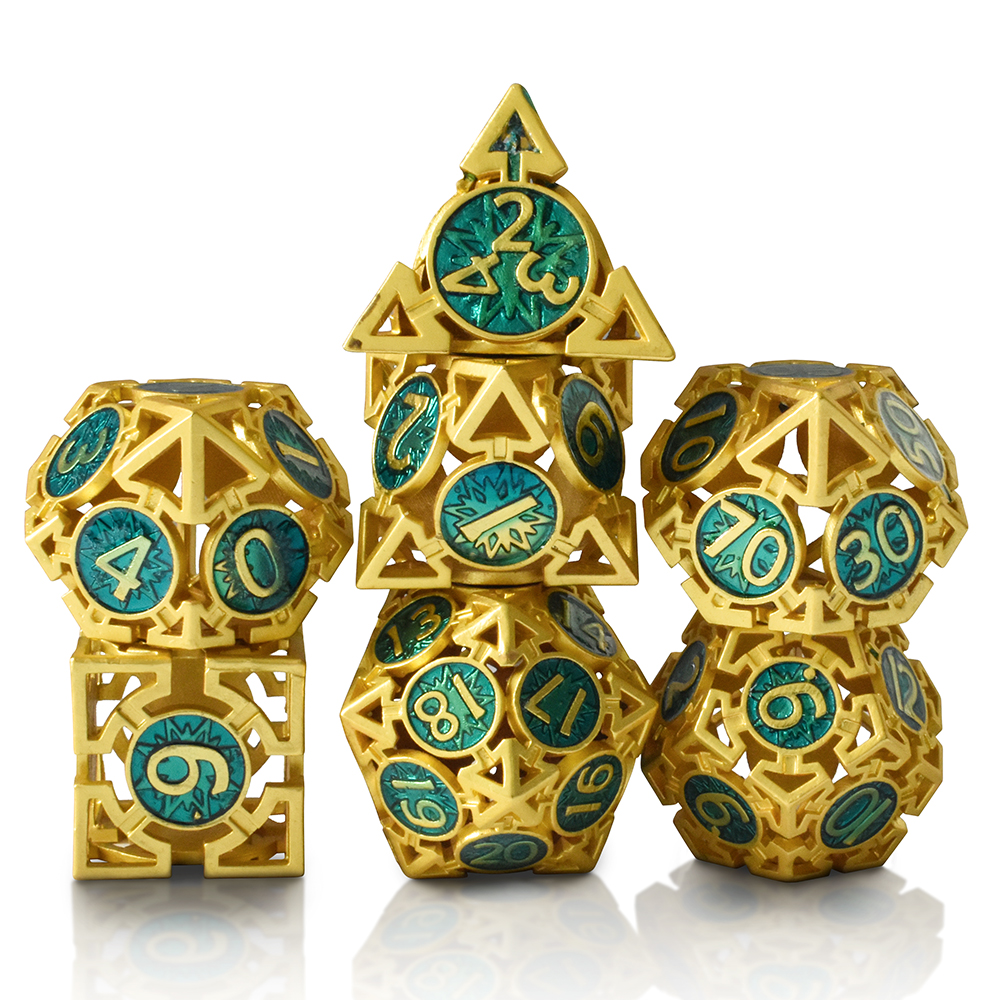 Geek Hollow Gold Green Metal Dice
