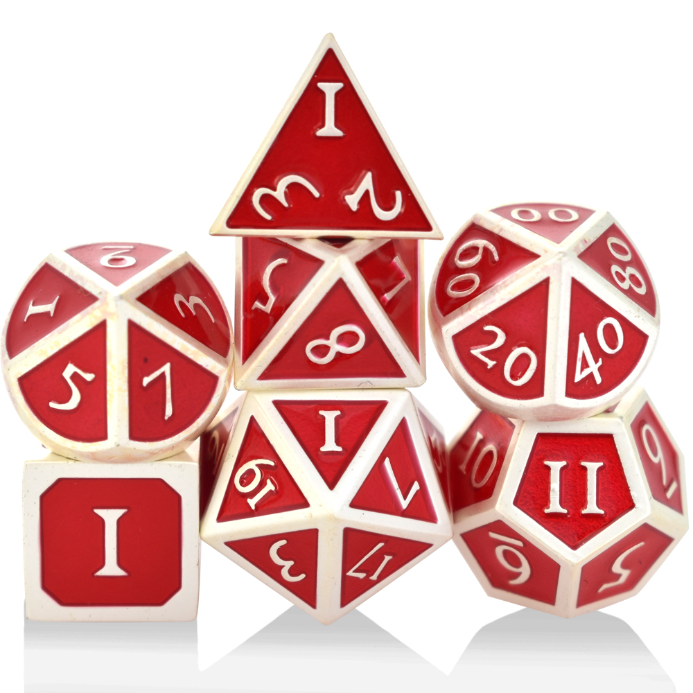 Romaji Electroplated Pearl Silver Red Metal Dice