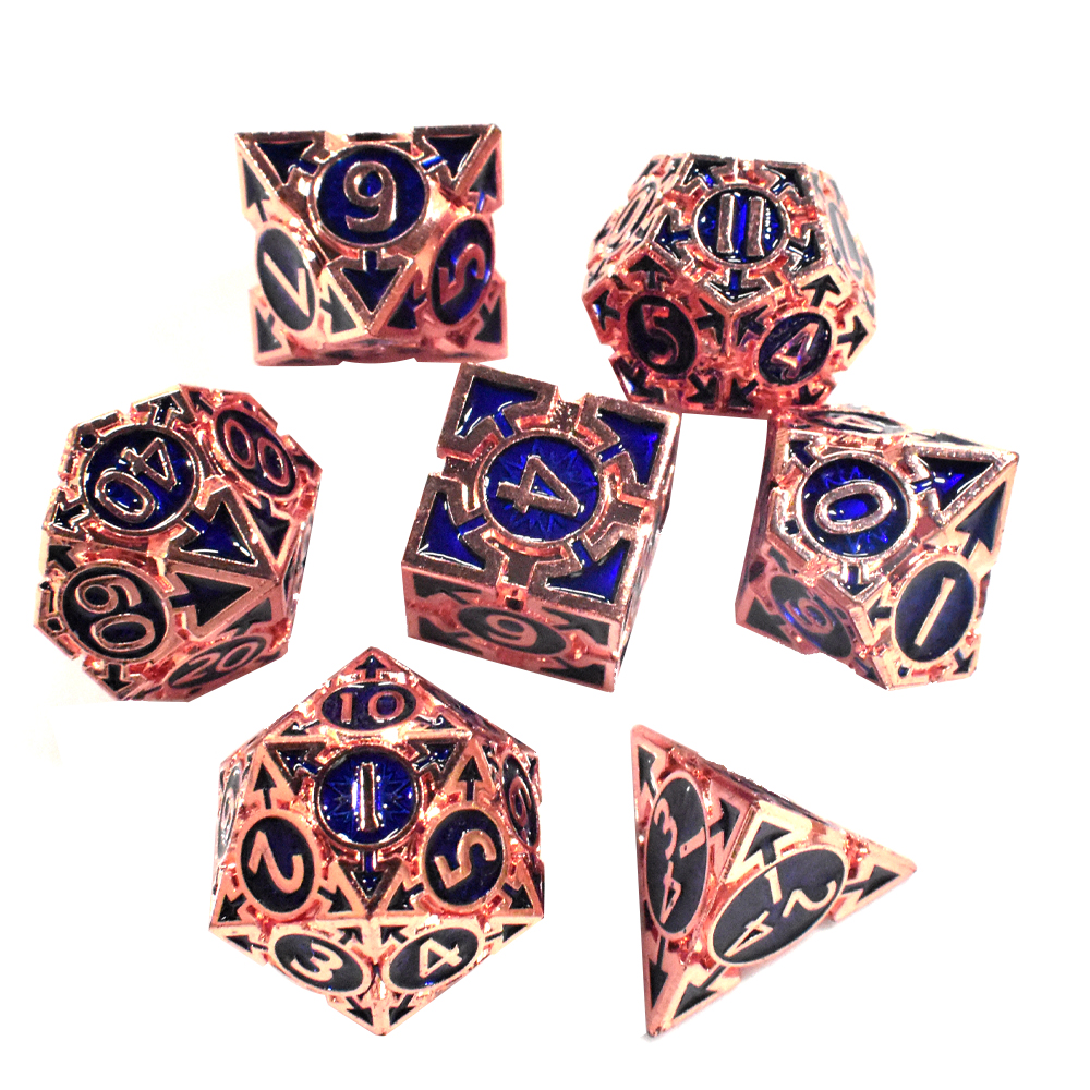 Rose gold with sapphire blue around the numbers