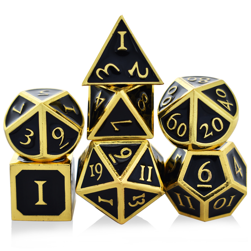 Romaji Gold Plated Black Metal Dice