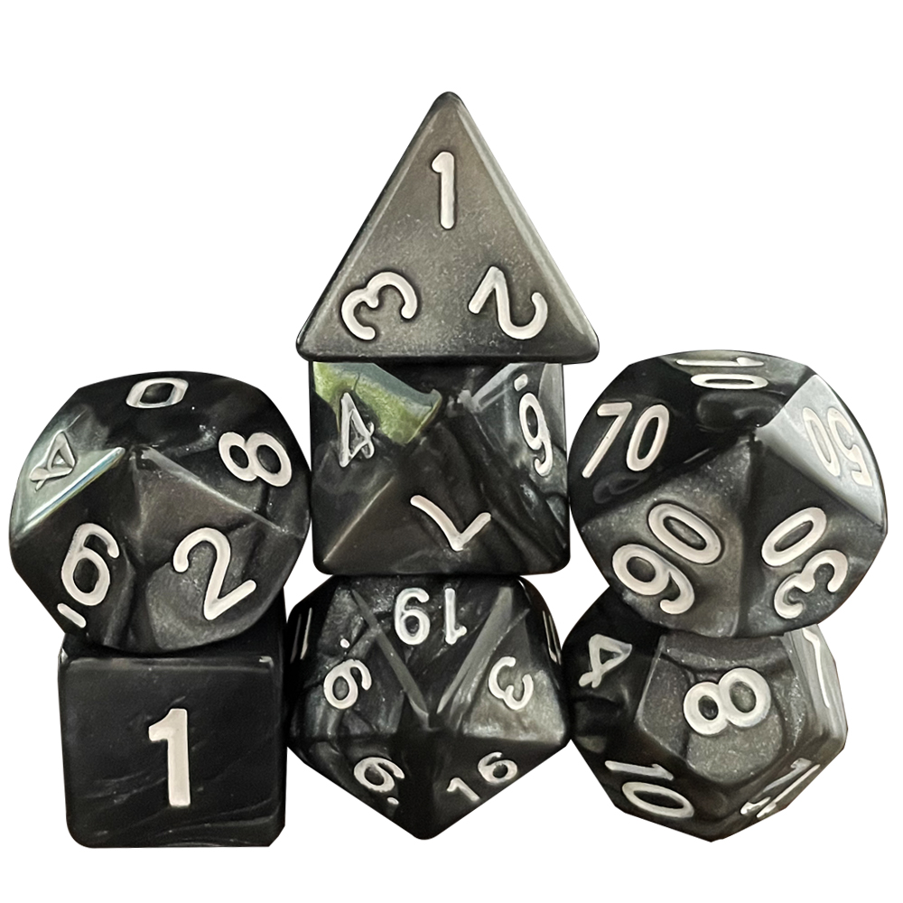 Acrylic Stone Pattern Black and White Dice Set
