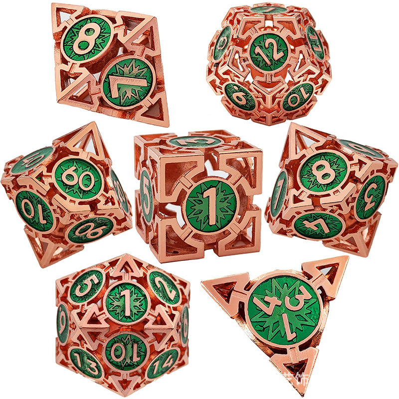 Rose gold with green around the numbers