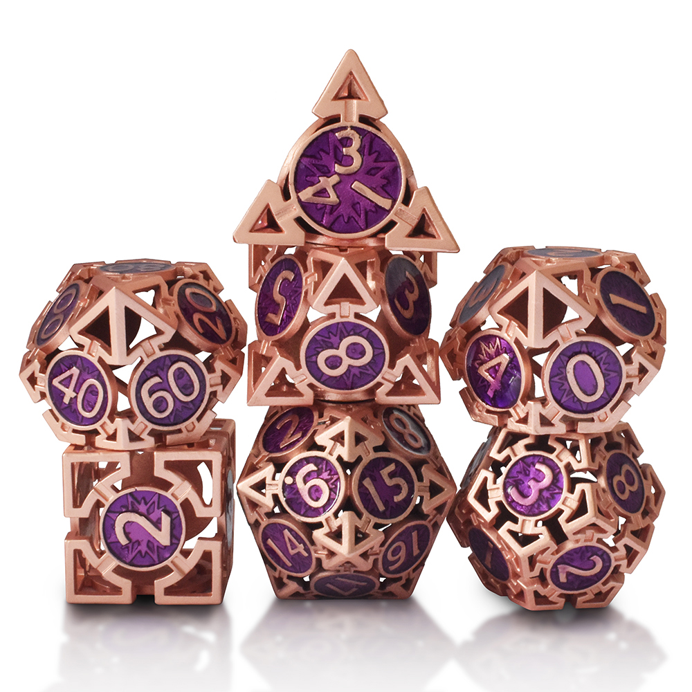 Geek Hollow Rose Gold Purple Metal Dice