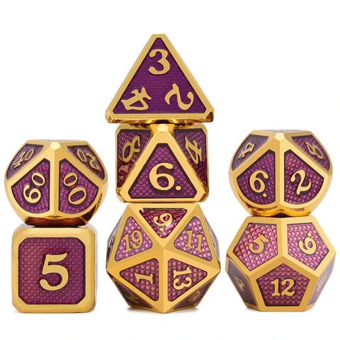 Serpentine Electroplated Gold Purple Metal Dice