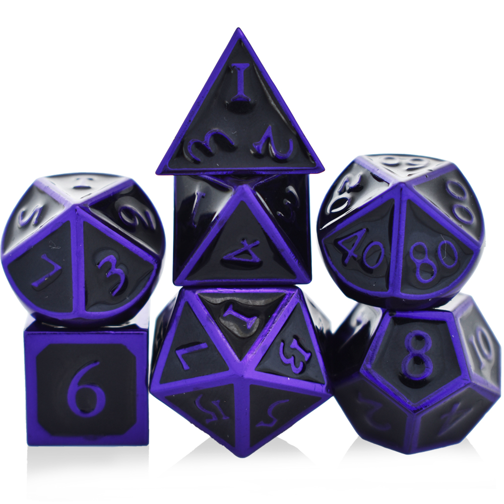 Roman Alphabet Electrophoresis Purple Black Metal Dice