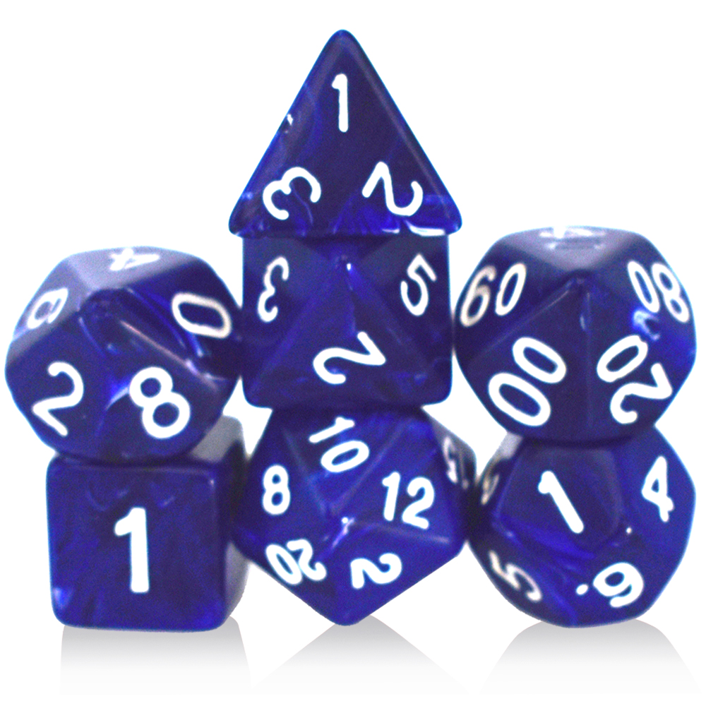 Acrylic Two-Color Royal Blue And White Dice Set