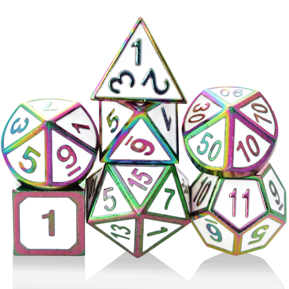Italic Colorful White Metal Dice
