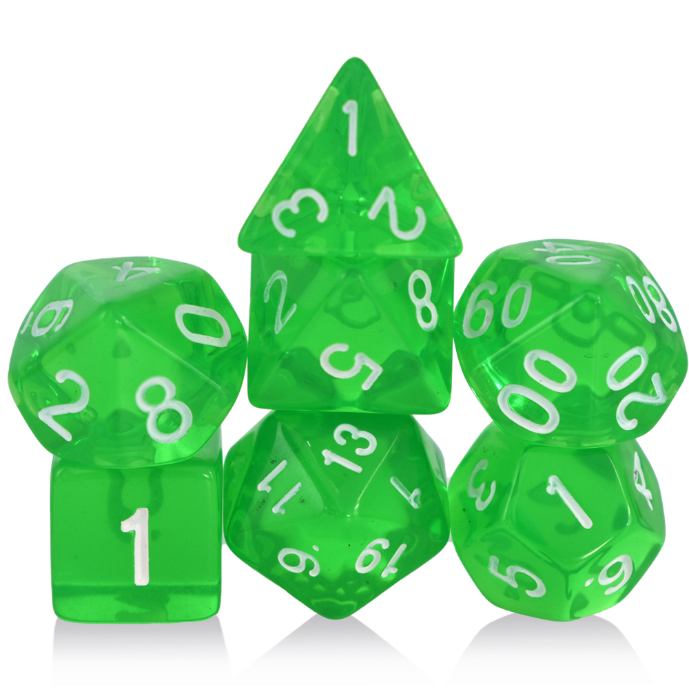 Clear Acrylic Green Dice Set