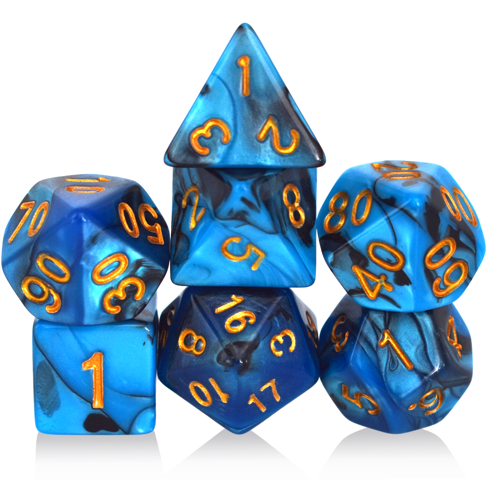 Acrylic Two-Color Black And Blue Dice Set