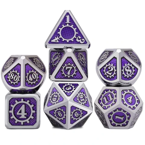 Gear Electroplating Silver Purple Metal Dice