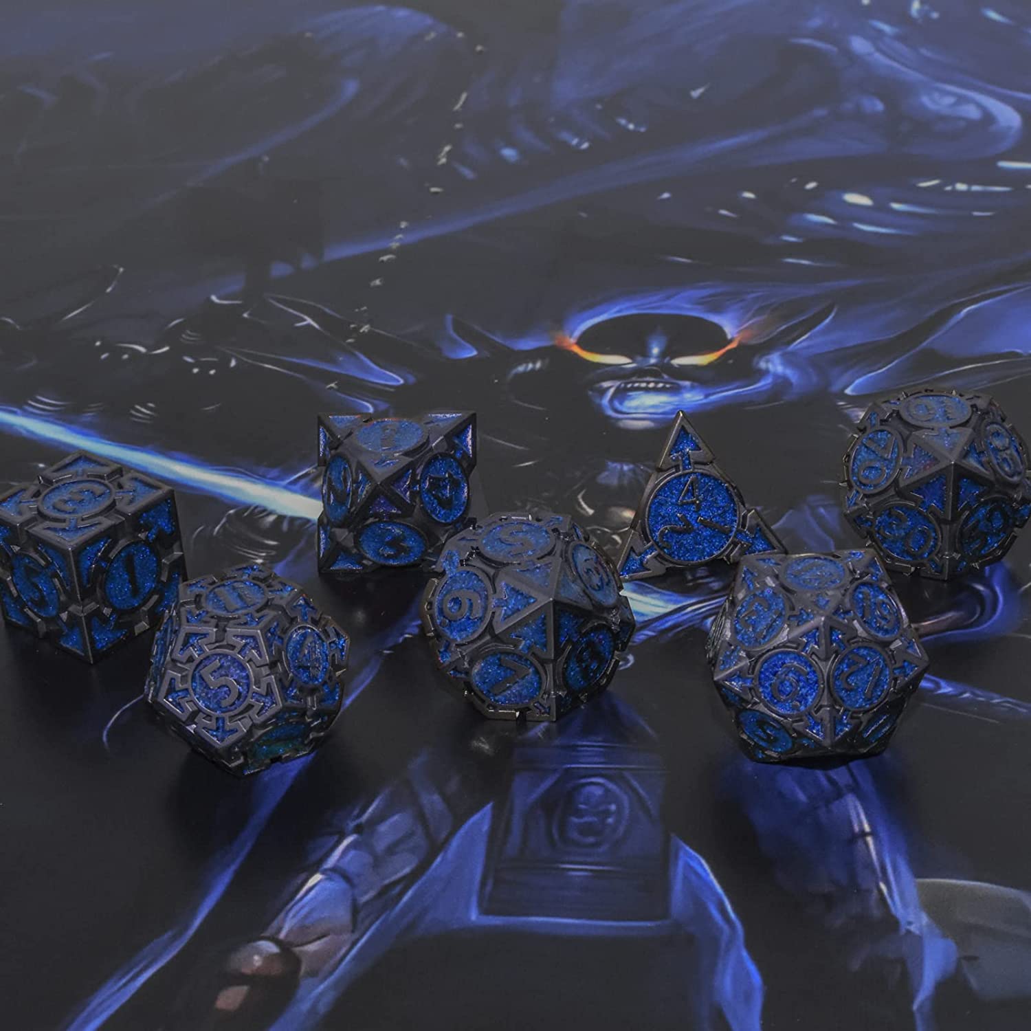 Black with sapphire blue powder around the numbers