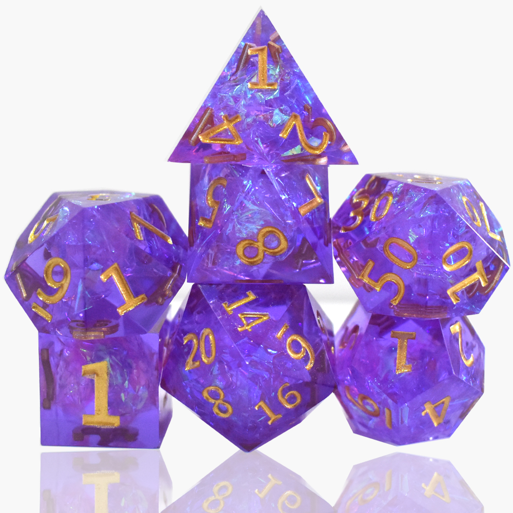 Purple Gold Foil Resin Dice