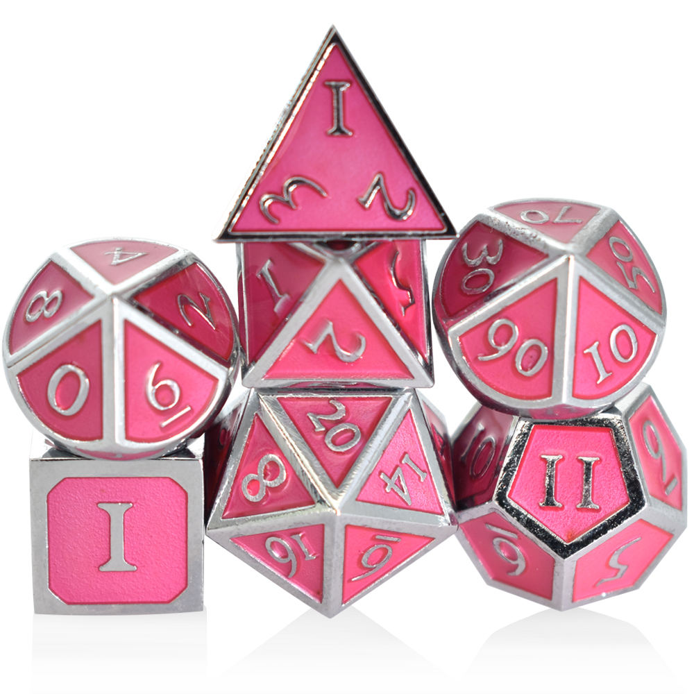 Romaji Silver-Plated Pink Metal Dice