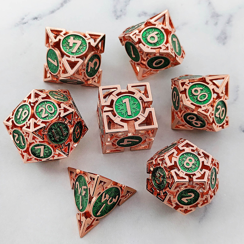 Rose gold with green around the numbers