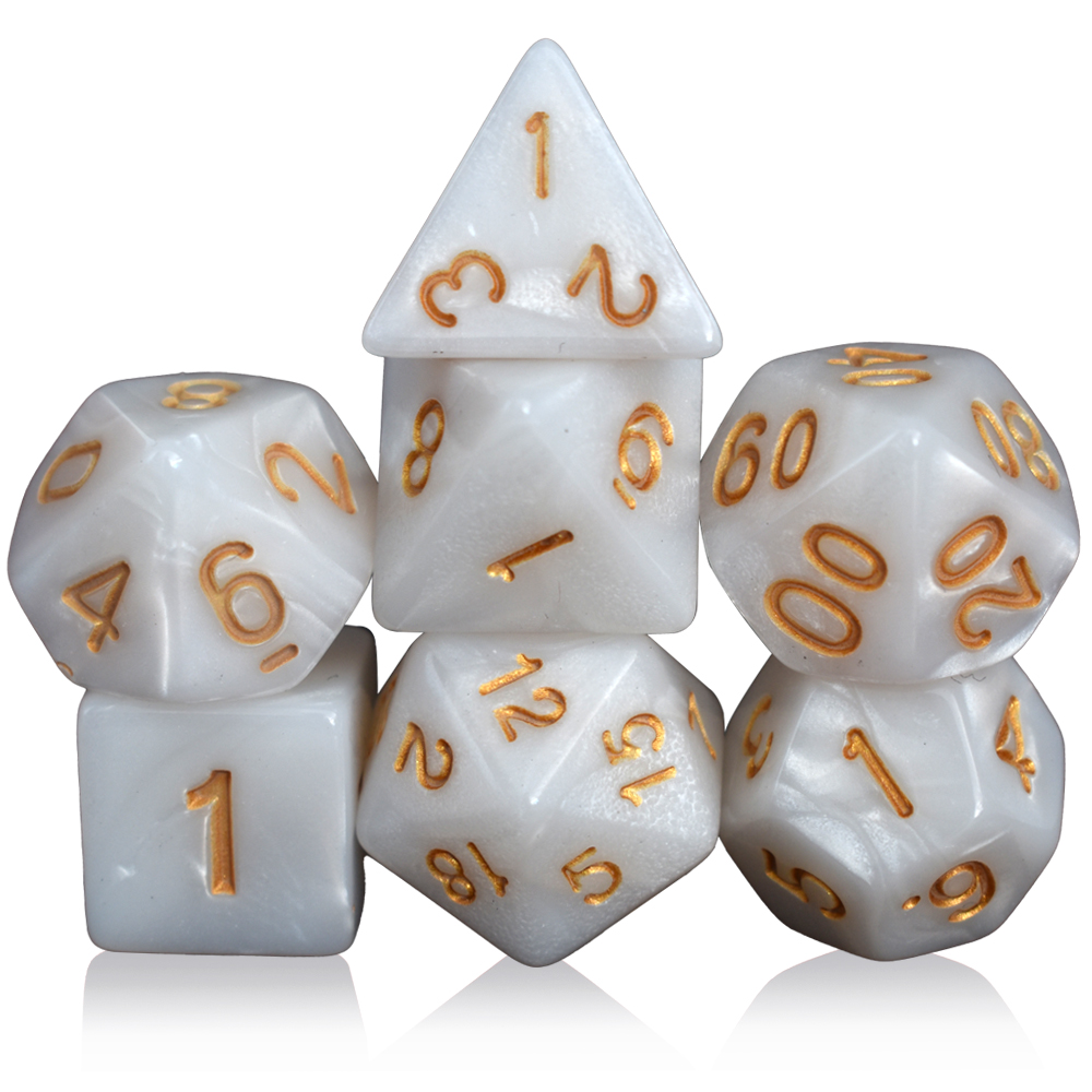 Acrylic Stone Pattern White Gold Dice Set