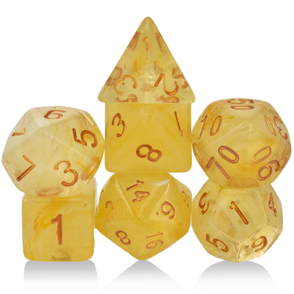 Acrylic Brushed Yellow Dice Set