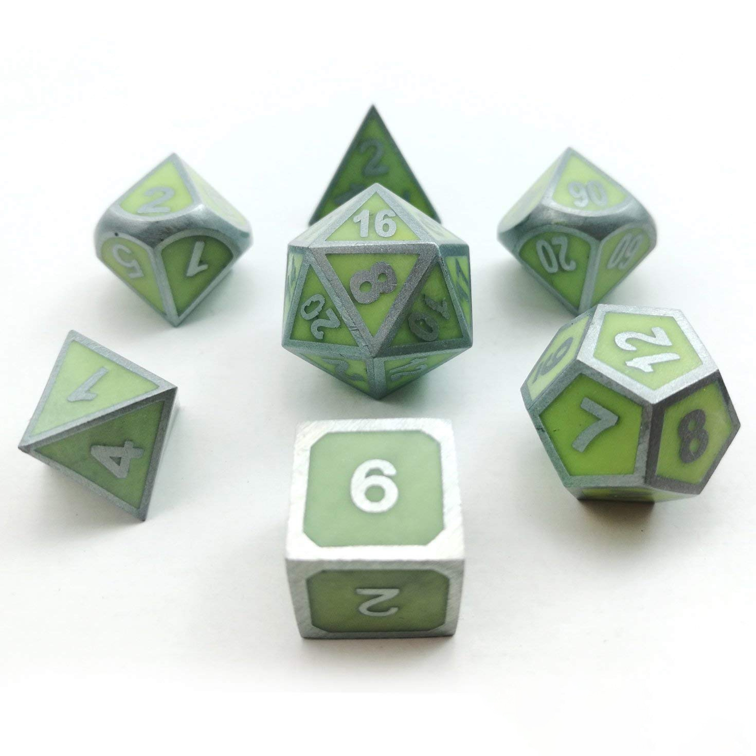 Silver with night-luminescent green around the numbers