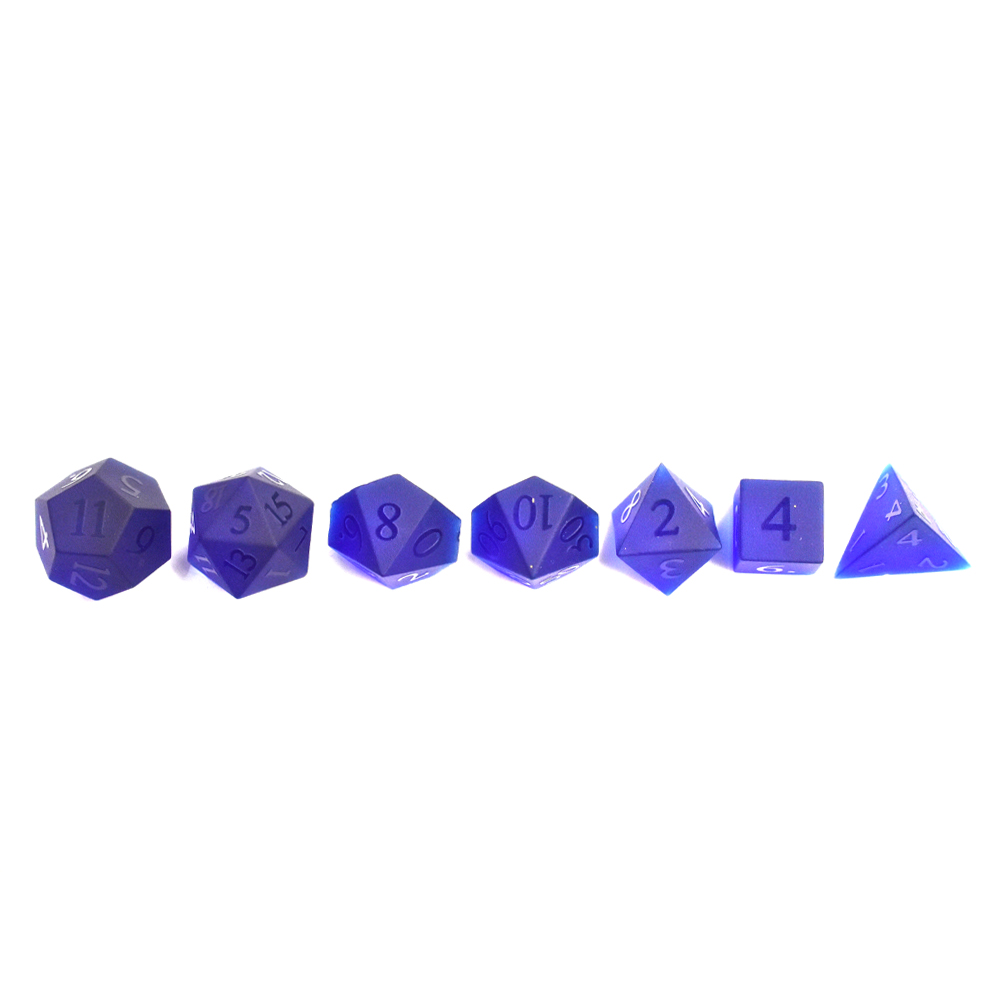 Sandblasting blue glass Dice