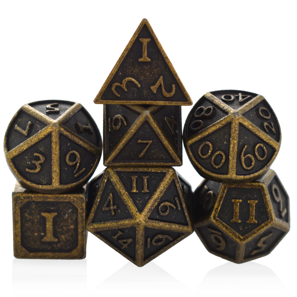 Roman Character Barrel Plated Cyan Metal Dice