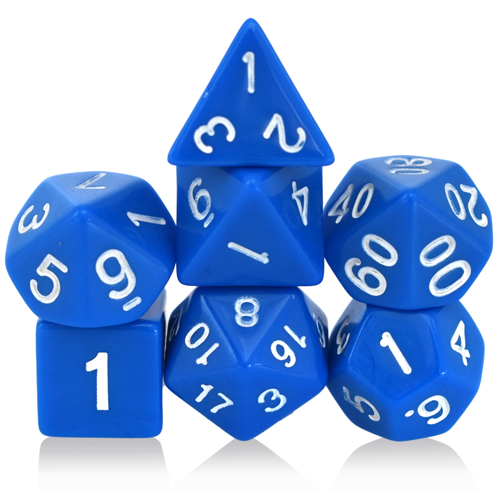 Monochrome Acrylic Blue Dice Set