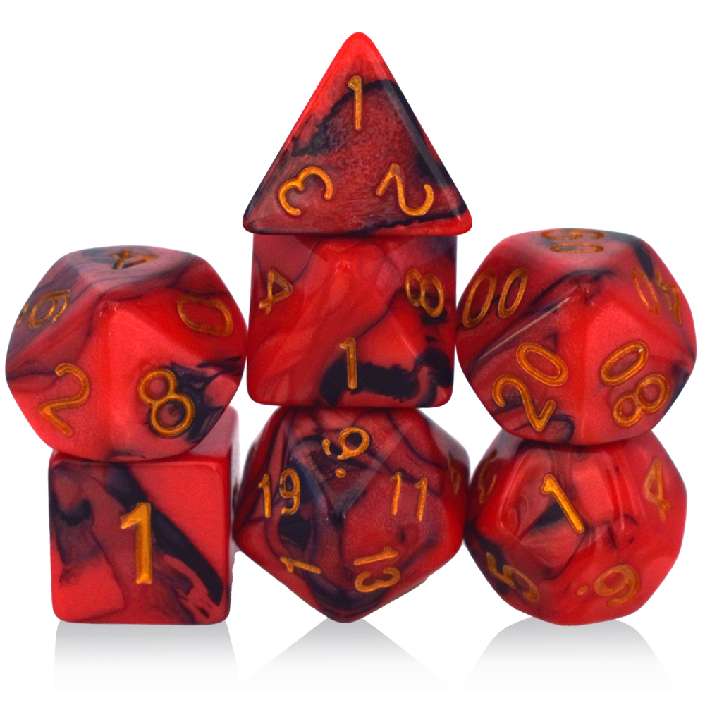 Acrylic Two-Color Black And Red Dice Set