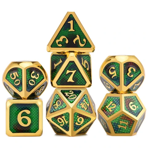 Snake Pattern Electroplated Gold Green Black Metal Dice