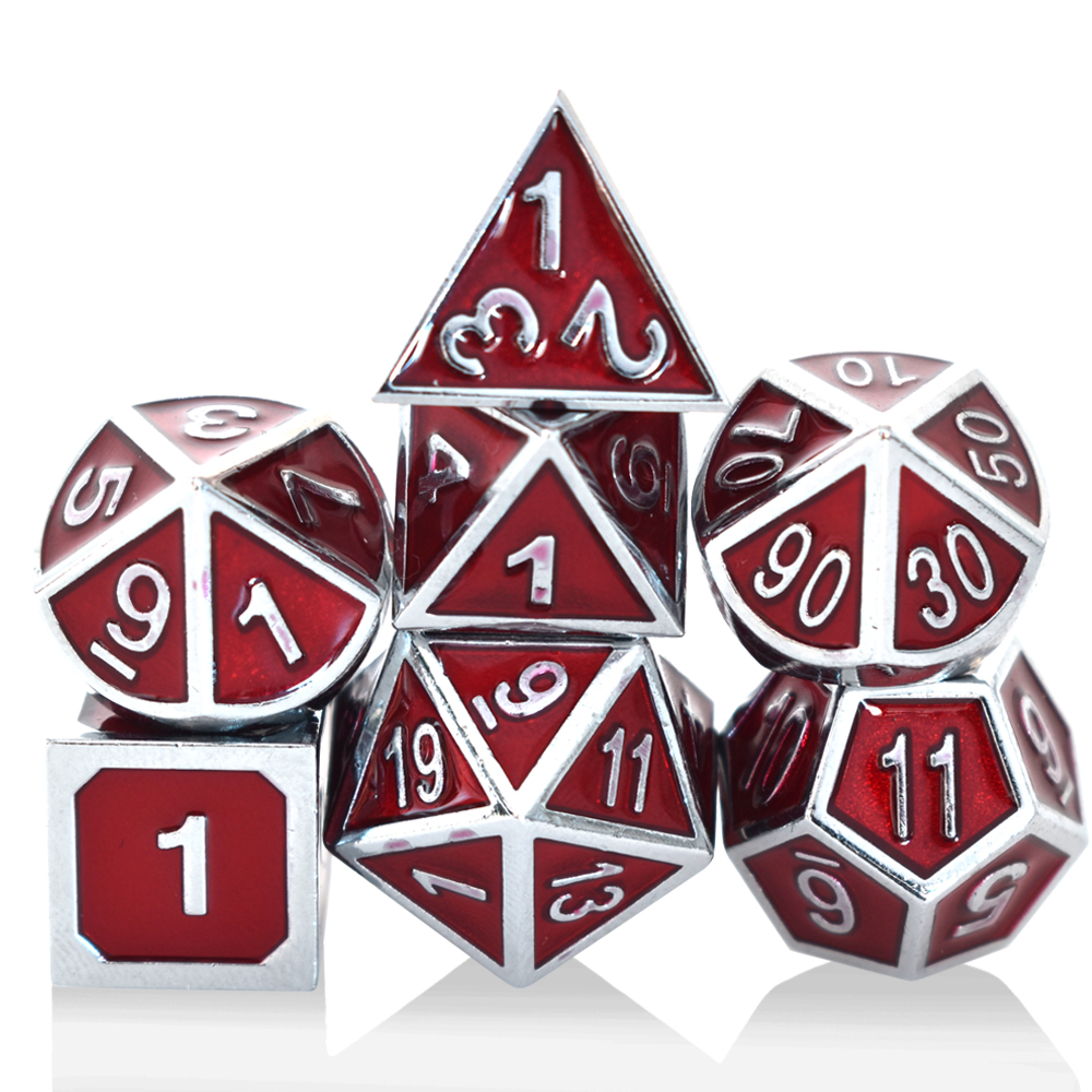 Italic Plated Silver Red Metal Dice