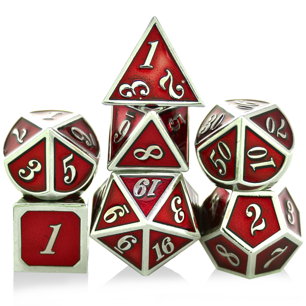 Italic Plated Silver Red Metal Dice