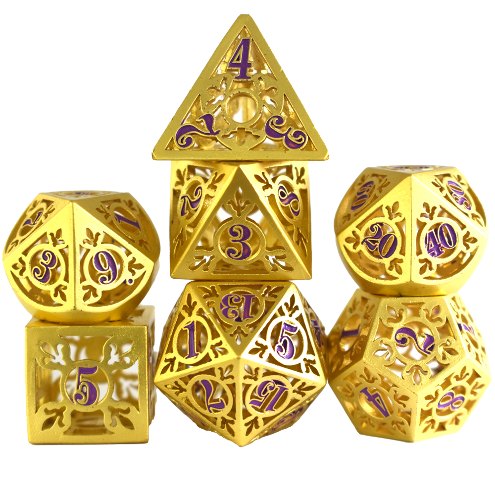 Electroplated Hollow Gold Purple Metal Dice
