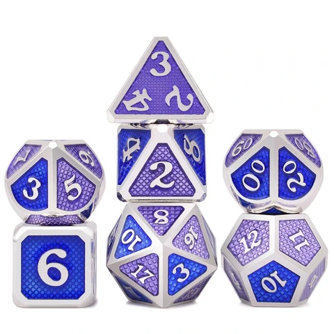 Snake Pattern Electroplating Silver Blue Purple Metal Dice