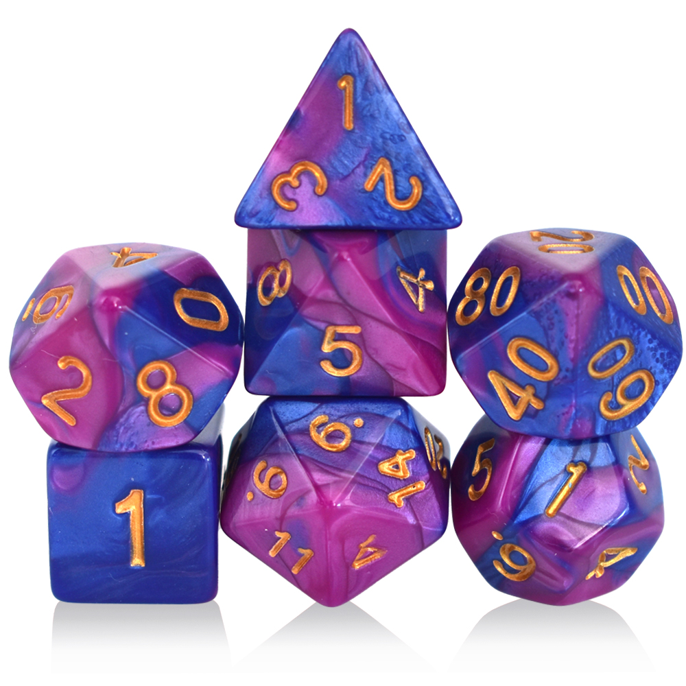 Acrylic Two-Color Blue And Purple Dice Set