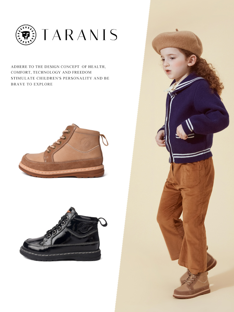 TARANIS Autumn new boy Martin boots ankle boots middle tube children's boots runway boots non slip soft sole children's single boot