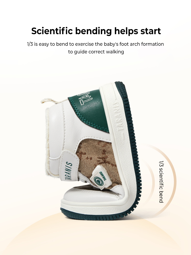 TARANISkids 2022 Winter New Style Plus Velvet Soft Bottom Mid-high Fashion Retro Sneakers