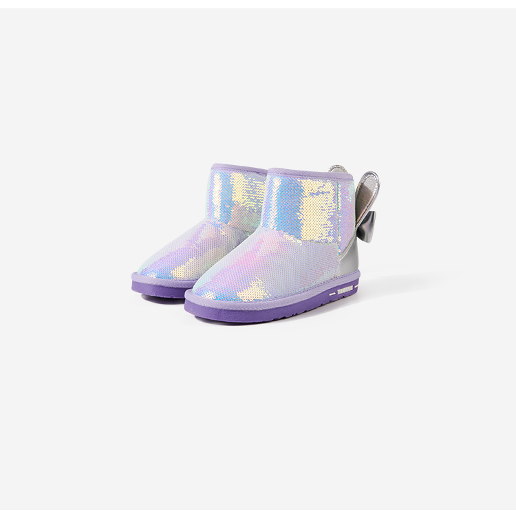 TARANIS Winter new children's high top cotton shoes with fleece shine warm girl's soft bottom non-slip snow boots