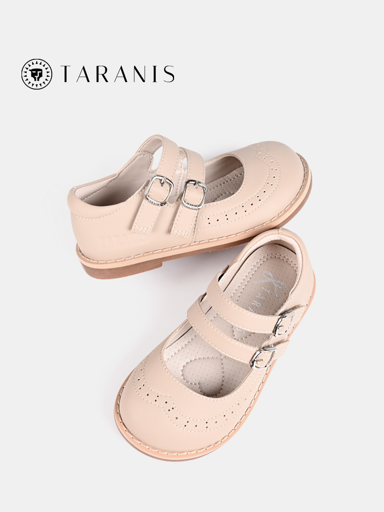 TARANIS Spring New Girls' Shoes Princess Round Head Children's Single Shoes Soft Soles Retro Children's Performance Shoes