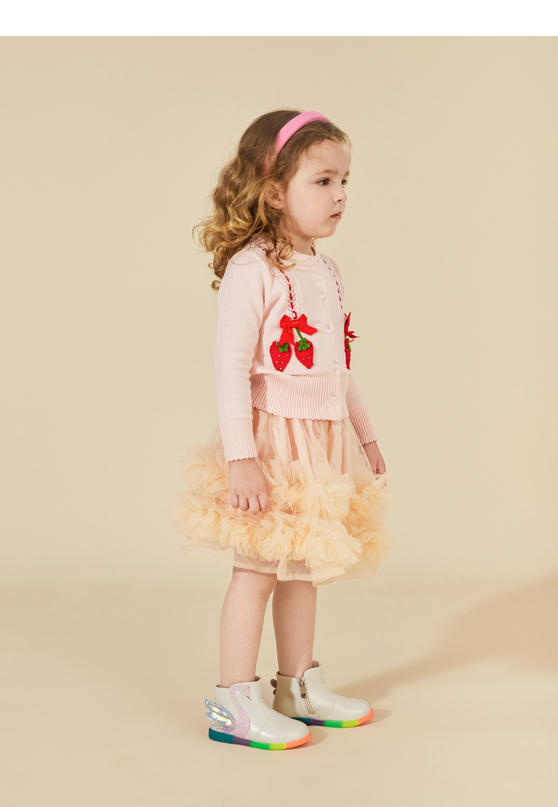 TARANIS Autumn new children's boots Martin baby rainbow non-slip soft bottom swan leather boots for girls