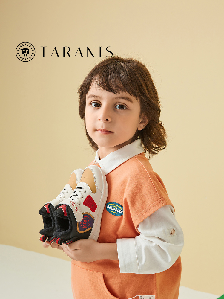 TARANISkids Winter New Color Contrast Mid-high Top Plus Fleece Basketball Shoes