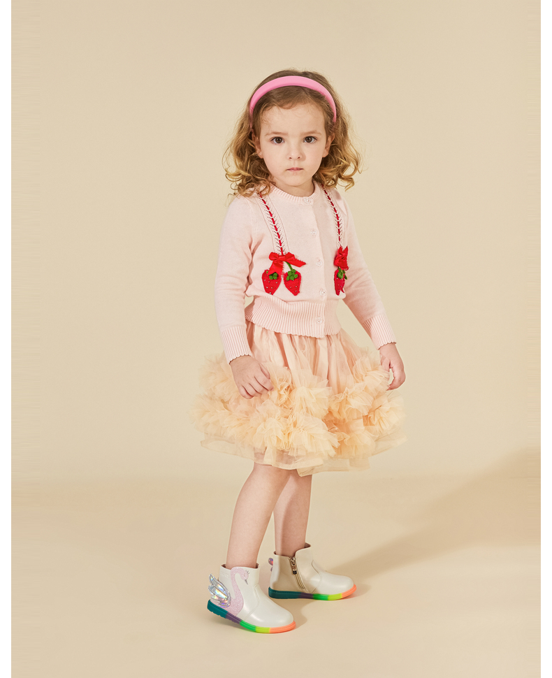 TARANIS Autumn new children's boots Martin baby rainbow non-slip soft bottom swan leather boots for girls