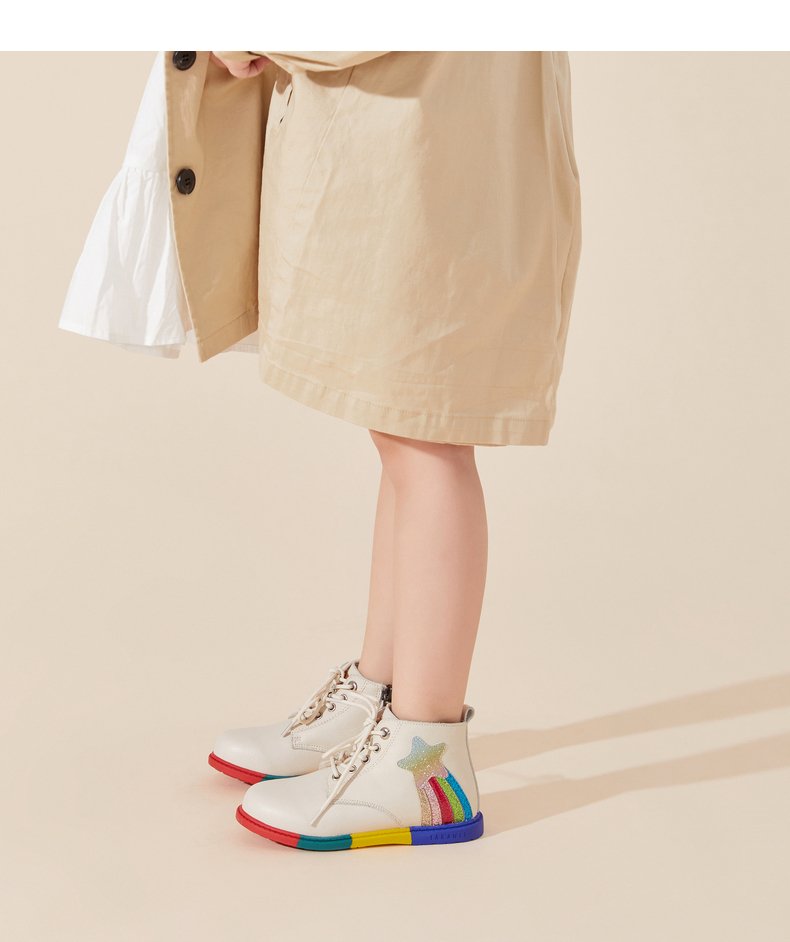 Winter new girls' shoes children's boots Rainbow bottom Martin boots and velvet boots soft bottom ankle boots