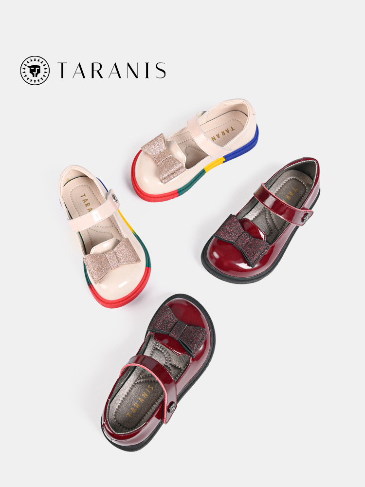 TARANIS Spring New Girl Shoes Bow Dress Performance Princess Shoes Children's Single Shoe Soft Soled Cow Shoes