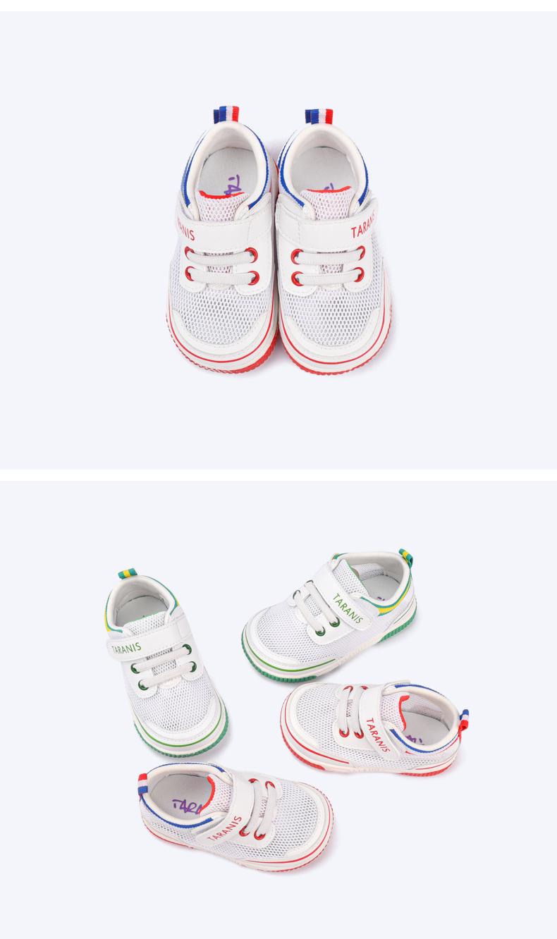 TARANIS Summer children's shoes small white shoes breathable baby called shoes boys and girls baby soft bottom non-slip walking shoes