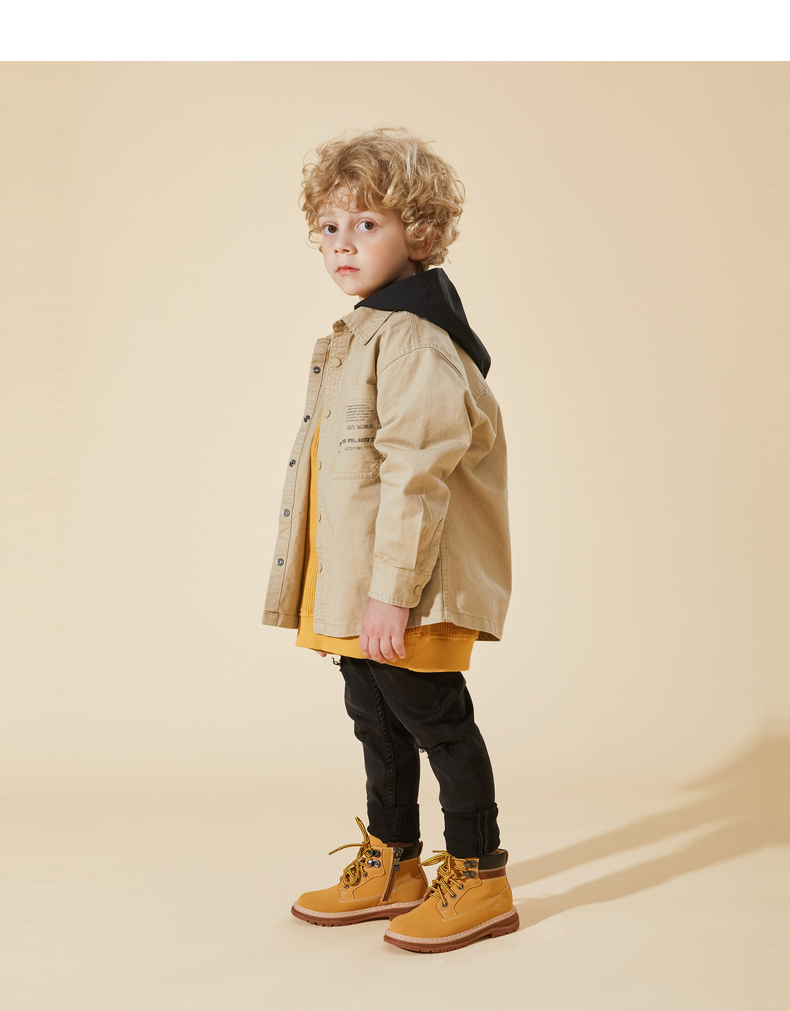 TARANIS Boys' Martin boots children's autumn new English style boots non-slip soft bottom middle tube small yellow boots