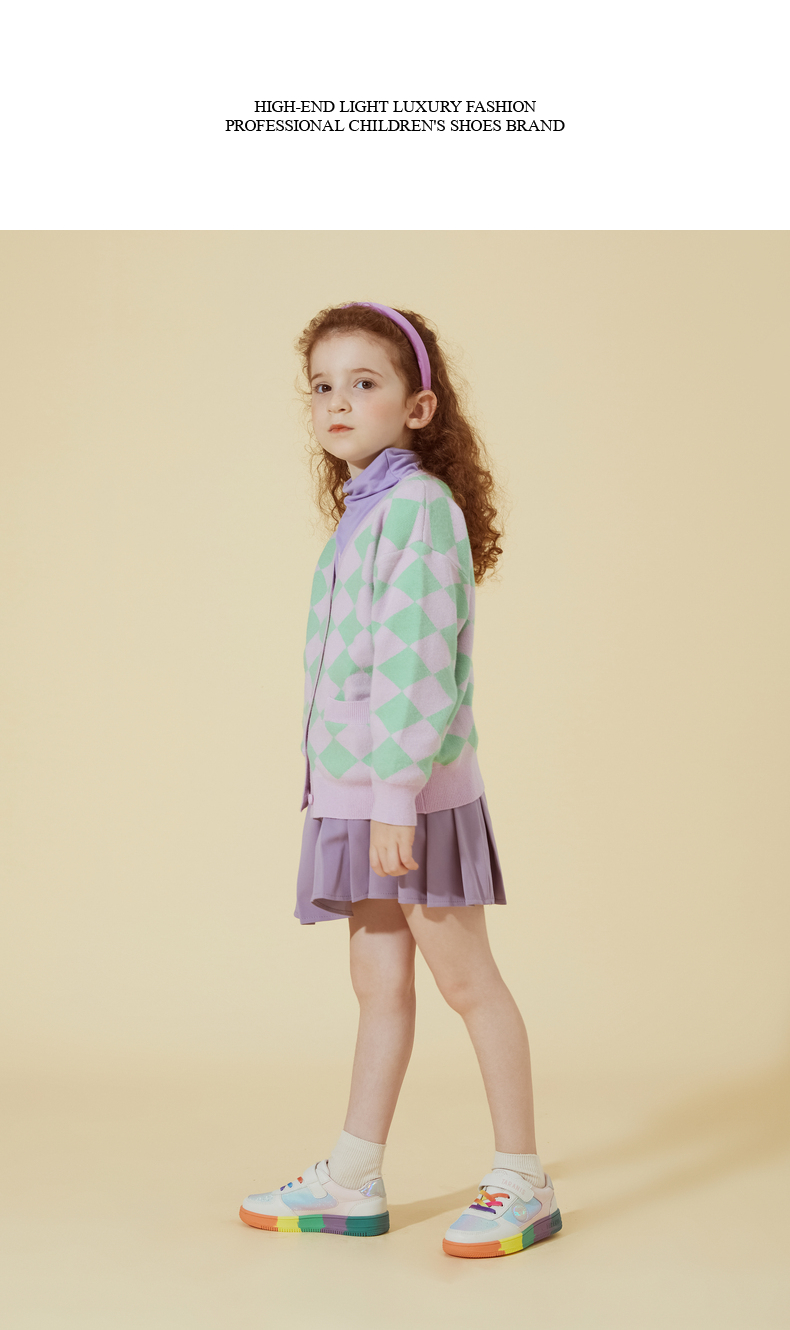 TARANIS Autumn new children's board shoes low top girls rainbow bottom leisure sports shoes low bottom shoes