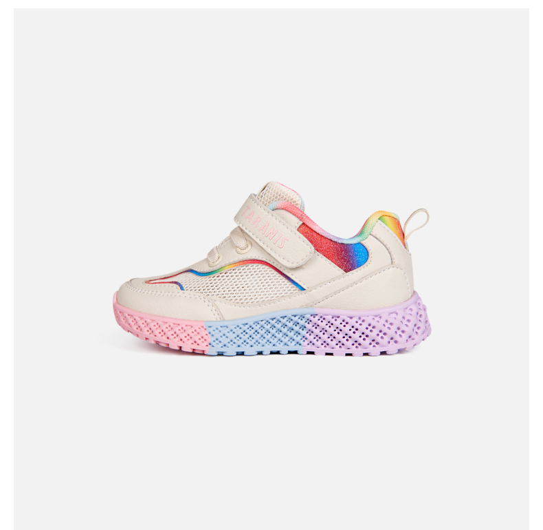 TARANIS Spring New Girls Shoes Net Surface Children's Sports Shoes Rainbow Soft Bottom Children's Basketball Running Shoes