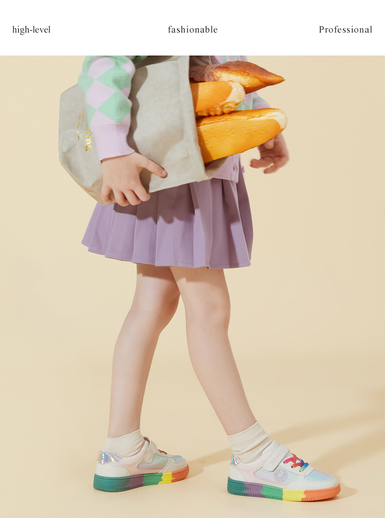 TARANIS Autumn new children's board shoes low top girls rainbow bottom leisure sports shoes low bottom shoes