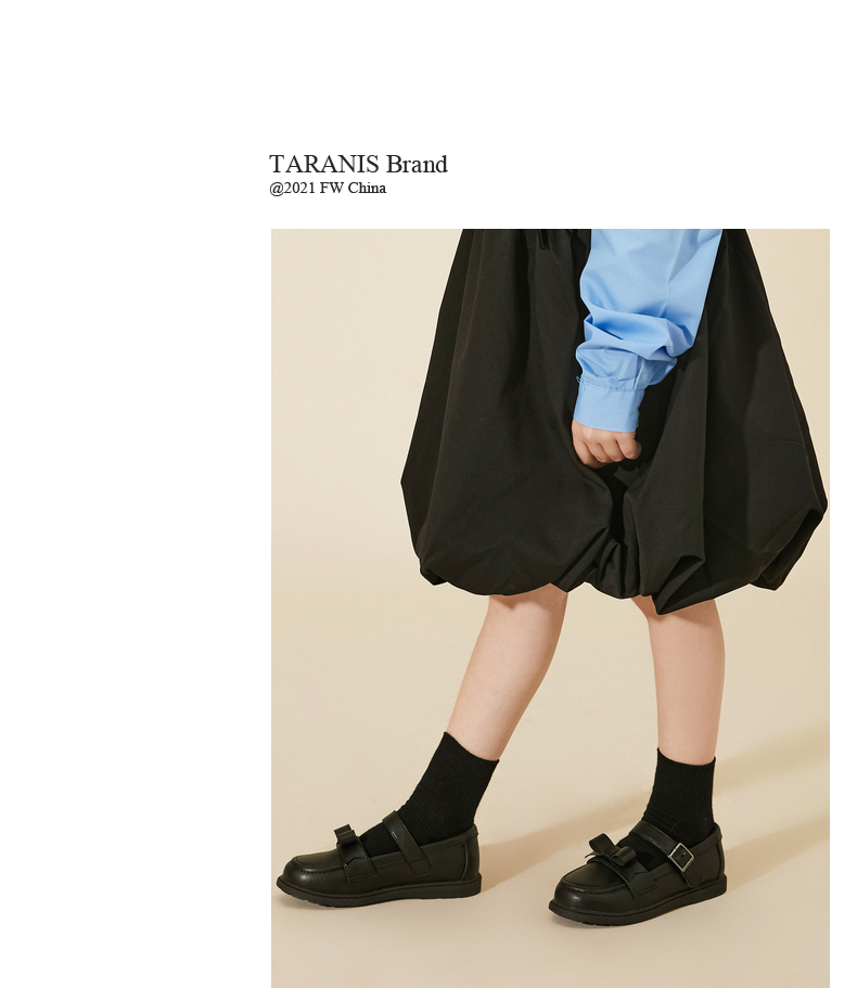 TARANIS New autumn black leather shoes for children girls show leather shoes anti-skid soft bottom students retro small leather shoes