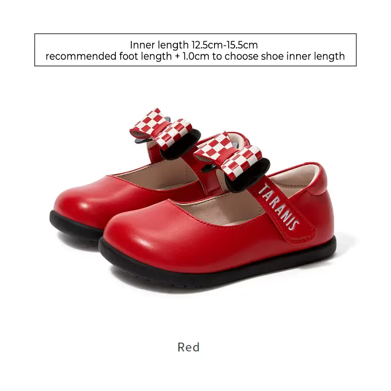 TARANISkids Autumn Red Bow Leather Shoes