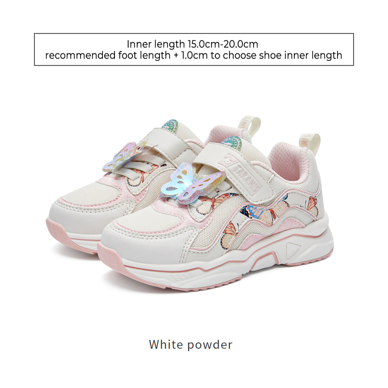 TARANISkids Autumn New Girls' Shoes Small Butterfly Sneakers Soft Bott